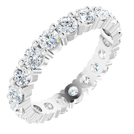 10K Gold Round Lab-Grown Diamond Shared-Prong Eternity Band – 3.4 mm Stones - White Gold