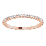 10K Gold Round Natural Diamond Shared-Prong Eternity Band – 1.3 mm Stones - Rose Gold - view 3