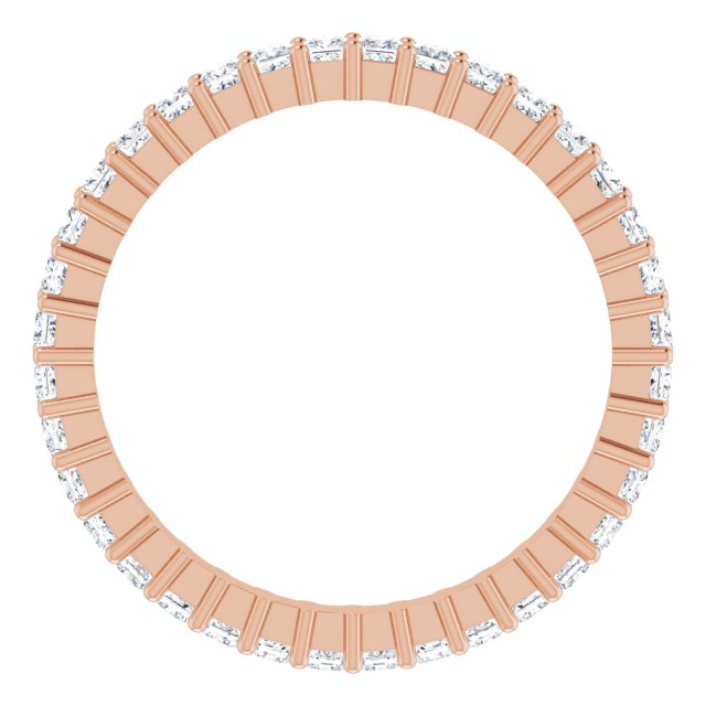 10K Gold Square Natural Diamond Shared-Prong Eternity Band – 1.75x1.75 mm Stones - Rose Gold - view 2