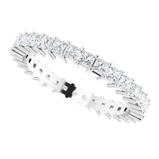 10K Gold Square Lab-Grown Diamond Shared-Prong Eternity Band – 2x2 mm Stones - White Gold - view 5