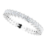 10K Gold Square Natural Diamond Shared-Prong Eternity Band – 2x2 mm Stones - White Gold - view 5