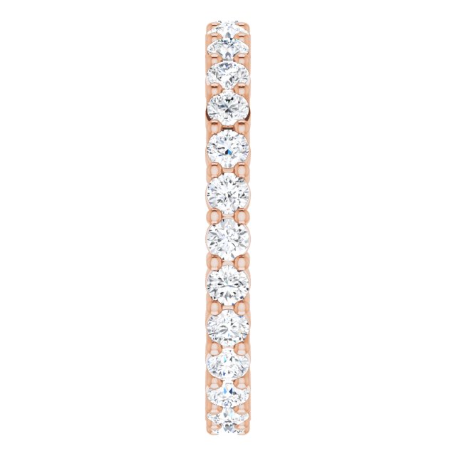 10K Gold Round Natural Diamond Shared-Prong Eternity Band – 2.25 mm Stones - Rose Gold - view 4