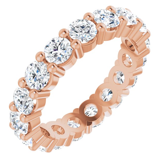 10K Gold Round Natural Diamond Shared-Prong Eternity Band – 3.8 mm Stones - Rose Gold