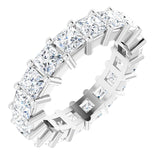10K Gold Square Natural Diamond Shared-Prong Eternity Band – 3.5x3.5 mm Stones - White Gold