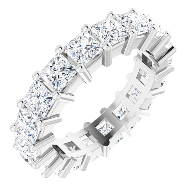 10K Gold Square Natural Diamond Shared-Prong Eternity Band – 3.5x3.5 mm Stones - White Gold