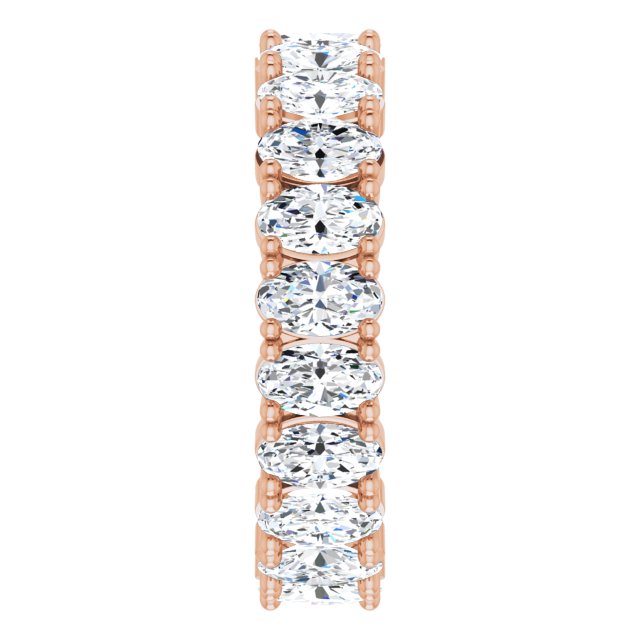 10K Gold Oval Lab-Grown Diamond Shared-Prong Eternity Band – 5x3 mm Stones - Rose Gold - view 4