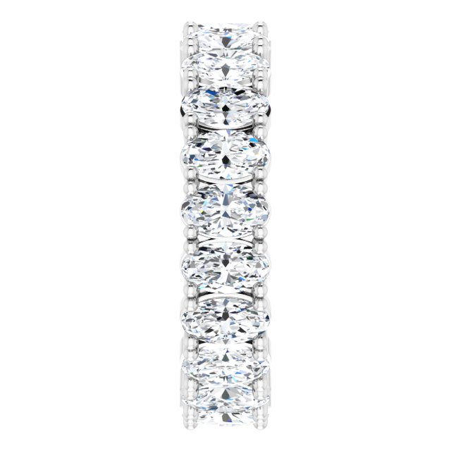 10K Gold Oval Natural Diamond Shared-Prong Eternity Band – 5x3 mm Stones - White Gold - view 4