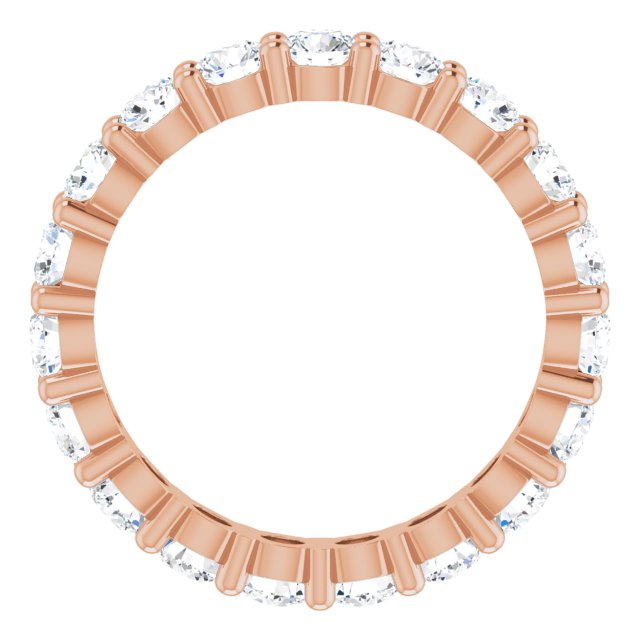 10K Gold Round Lab-Grown Diamond Shared-Prong Eternity Band – 3.4 mm Stones - Rose Gold - view 2