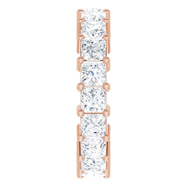 10K Gold Square Natural Diamond Shared-Prong Eternity Band – 3.75x3.75 mm Stones - Rose Gold - view 4