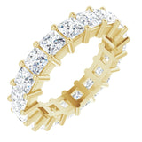 10K Gold Square Natural Diamond Shared-Prong Eternity Band – 3.5x3.5 mm Stones - Yellow Gold