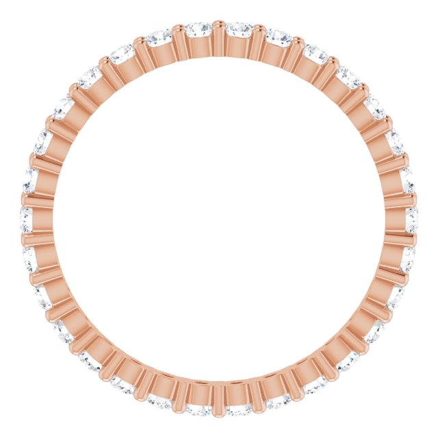 10K Gold Round Natural Diamond Shared-Prong Eternity Band – 2 mm Stones - Rose Gold - view 2