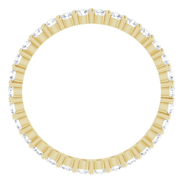 10K Gold Round Lab-Grown Diamond Shared-Prong Eternity Band – 2 mm Stones - Yellow Gold - view 2