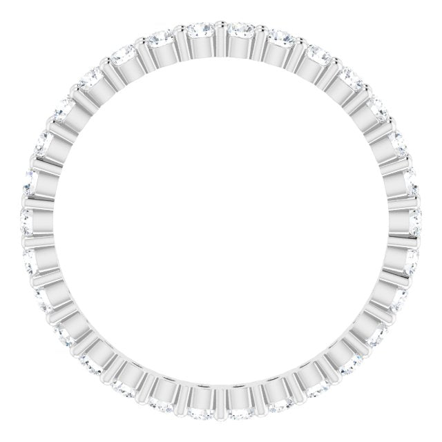 10K Gold Round Natural Diamond Shared-Prong Eternity Band – 2 mm Stones - White Gold - view 2