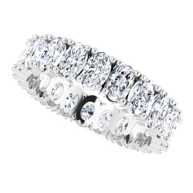 10K Gold Oval Lab-Grown Diamond Shared-Prong Eternity Band – 5x3 mm Stones - White Gold - view 5