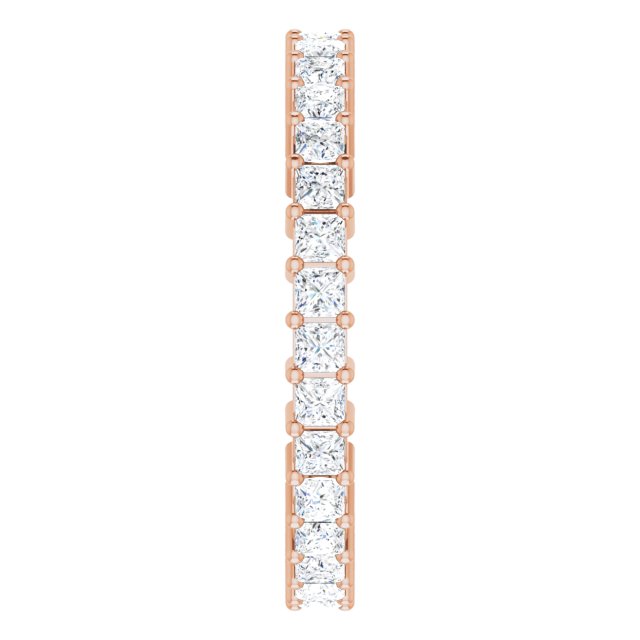 10K Gold Square Lab-Grown Diamond Shared-Prong Eternity Band – 2x2 mm Stones - Rose Gold - view 4