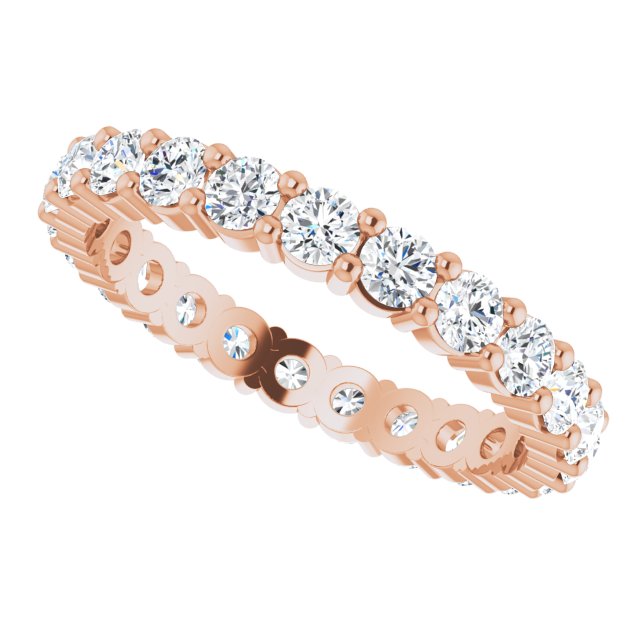10K Gold Round Lab-Grown Diamond Shared-Prong Eternity Band – 2.75 mm Stones - Rose Gold - view 5
