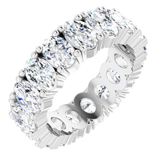 10K Gold Oval Lab-Grown Diamond Shared-Prong Eternity Band – 6x4 mm Stones - White Gold