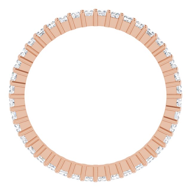 10K Gold Square Natural Diamond Shared-Prong Eternity Band – 1.5x1.5 mm Stones - Rose Gold - view 2