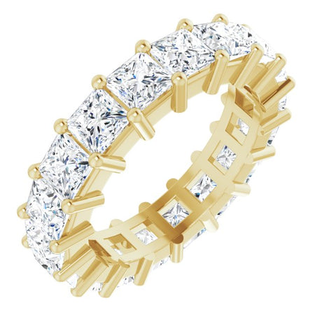 10K Gold Square Lab-Grown Diamond Shared-Prong Eternity Band – 4x4 mm Stones - Yellow Gold