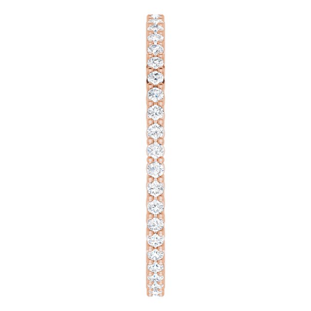 10K Gold Round Lab-Grown Diamond Shared-Prong Eternity Band – 1.3 mm Stones - Rose Gold - view 4
