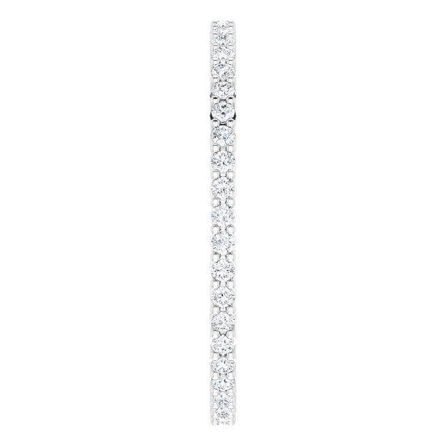10K Gold Round Natural Diamond Shared-Prong Eternity Band – 1.3 mm Stones - White Gold - view 4