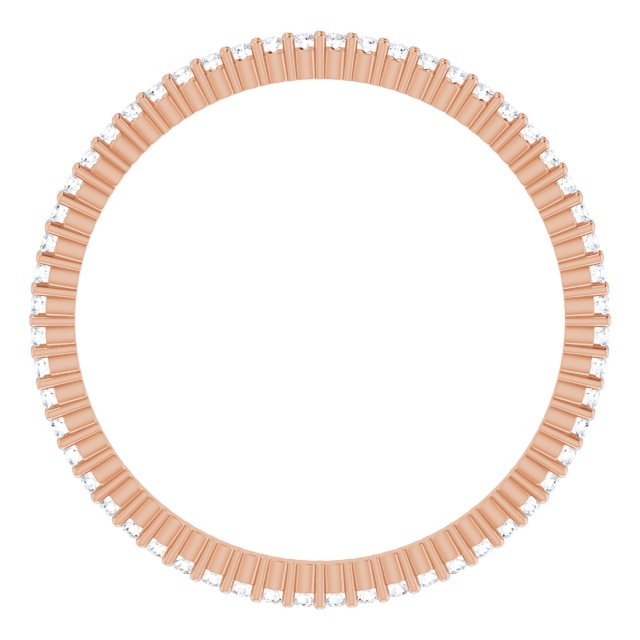 10K Gold Round Lab-Grown Diamond Shared-Prong Eternity Band – 1 mm Stones - Rose Gold - view 2