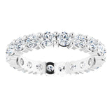 10K Gold Round Natural Diamond Shared-Prong Eternity Band – 3.2 mm Stones - White Gold - view 3