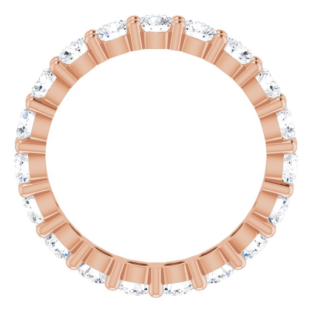 10K Gold Round Lab-Grown Diamond Shared-Prong Eternity Band – 3.4 mm Stones - Rose Gold - view 2