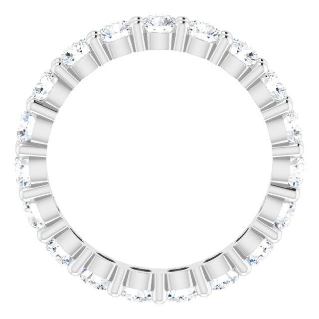 10K Gold Round Natural Diamond Shared-Prong Eternity Band – 3.4 mm Stones - White Gold - view 2