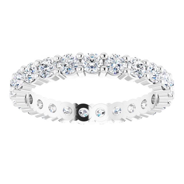 10K Gold Round Natural Diamond Shared-Prong Eternity Band – 2.75 mm Stones - White Gold - view 3