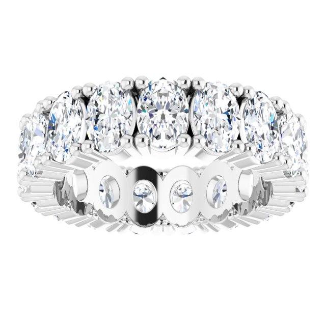10K Gold Oval Lab-Grown Diamond Shared-Prong Eternity Band – 6x4 mm Stones - White Gold - view 3