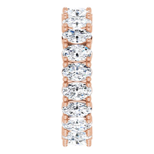10K Gold Oval Lab-Grown Diamond Shared-Prong Eternity Band – 5x3 mm Stones - Rose Gold - view 4