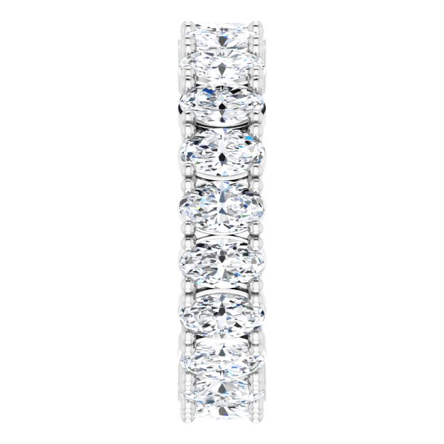 10K Gold Oval Lab-Grown Diamond Shared-Prong Eternity Band – 5x3 mm Stones - White Gold - view 4