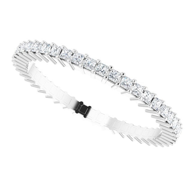 10K Gold Square Lab-Grown Diamond Shared-Prong Eternity Band – 1.25x1.25 mm Stones - White Gold - view 5