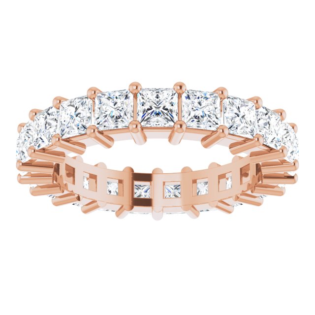 10K Gold Square Natural Diamond Shared-Prong Eternity Band – 3.25x3.25 mm Stones - Rose Gold - view 3