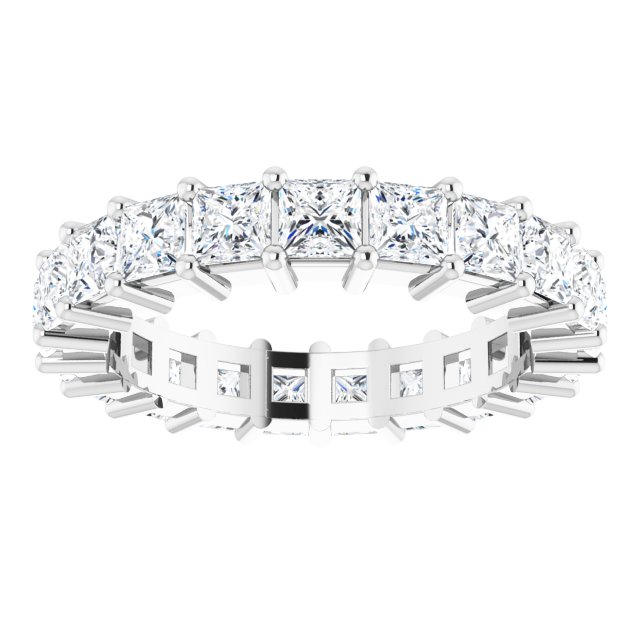 10K Gold Square Natural Diamond Shared-Prong Eternity Band – 3.25x3.25 mm Stones - White Gold - view 3
