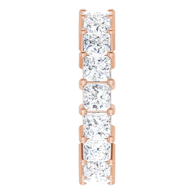 10K Gold Square Lab-Grown Diamond Shared-Prong Eternity Band – 4x4 mm Stones - Rose Gold - view 4