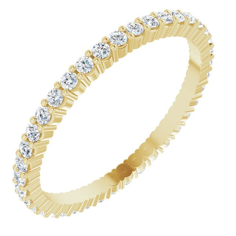 10K Gold Round Natural Diamond Shared-Prong Eternity Band – 1.5 mm Stones - Yellow Gold