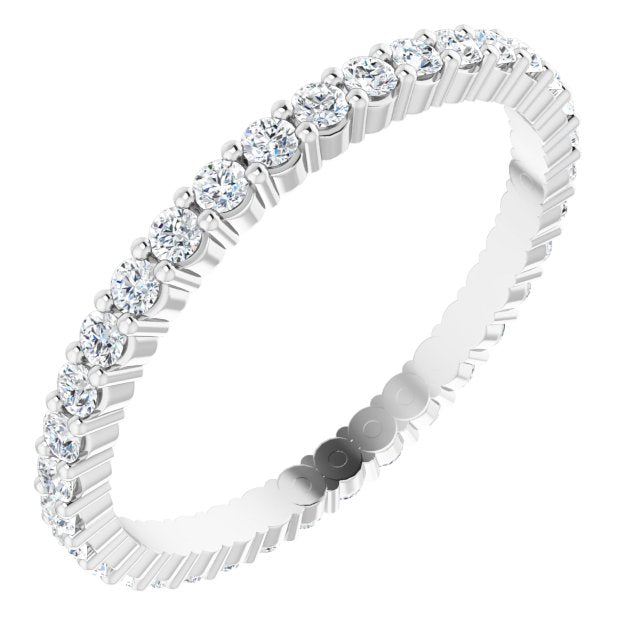10K Gold Round Lab-Grown Diamond Shared-Prong Eternity Band – 1.7 mm Stones - White Gold