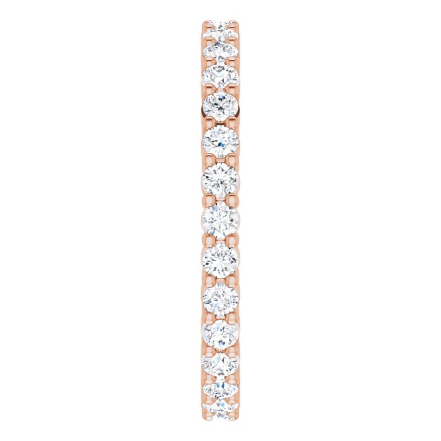 10K Gold Round Natural Diamond Shared-Prong Eternity Band – 2 mm Stones - Rose Gold - view 4