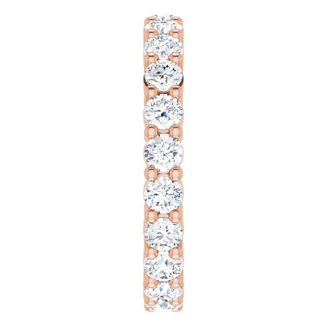 10K Gold Round Natural Diamond Shared-Prong Eternity Band – 3 mm Stones - Rose Gold - view 4