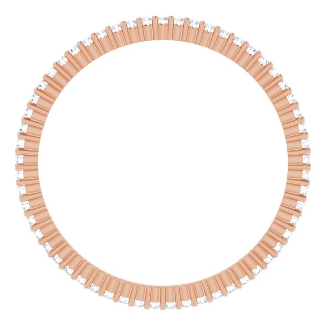 10K Gold Round Lab-Grown Diamond Shared-Prong Eternity Band – 1 mm Stones - Rose Gold - view 2