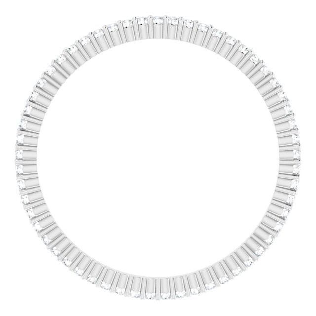 10K Gold Round Lab-Grown Diamond Shared-Prong Eternity Band – 1 mm Stones - White Gold - view 2