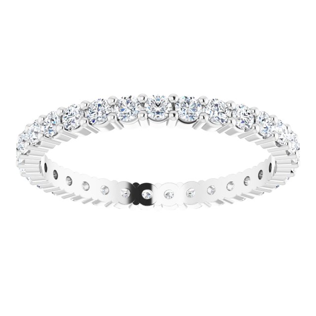 10K Gold Round Natural Diamond Shared-Prong Eternity Band – 2 mm Stones - White Gold - view 3