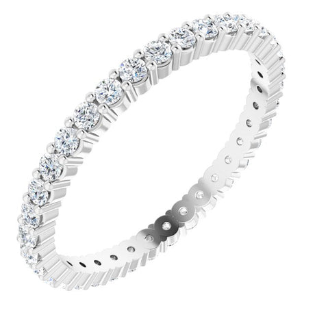 10K Gold Round Lab-Grown Diamond Shared-Prong Eternity Band – 1.75 mm Stones - White Gold