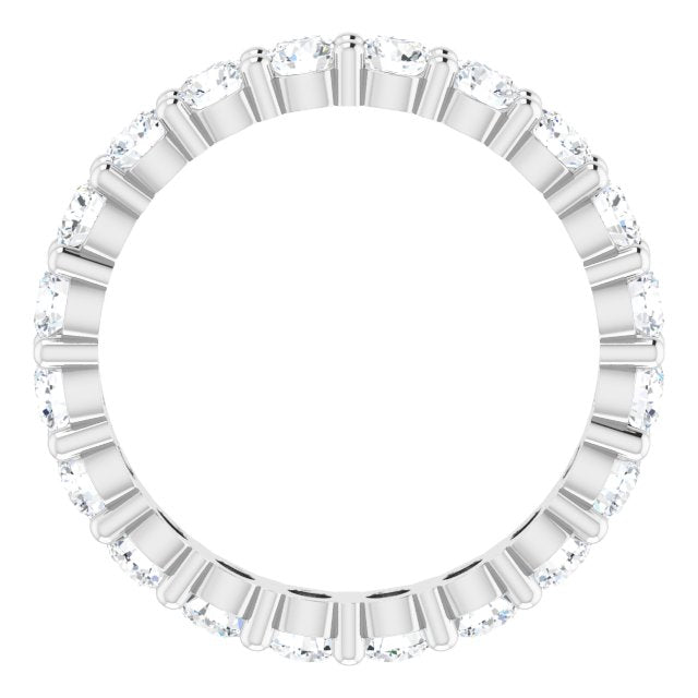 10K Gold Round Natural Diamond Shared-Prong Eternity Band – 3.2 mm Stones - White Gold - view 2
