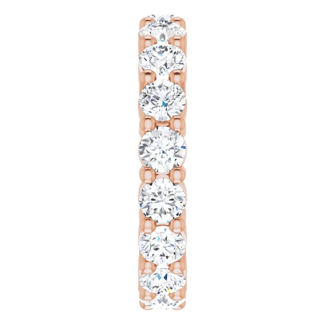 10K Gold Round Natural Diamond Shared-Prong Eternity Band – 3.75 mm Stones - Rose Gold - view 4
