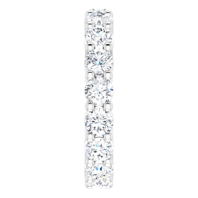 10K Gold Round Natural Diamond Shared-Prong Eternity Band – 3.75 mm Stones - White Gold - view 4
