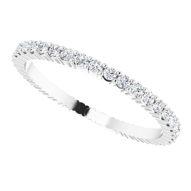 10K Gold Round Lab-Grown Diamond Shared-Prong Eternity Band – 1.5 mm Stones - White Gold - view 5