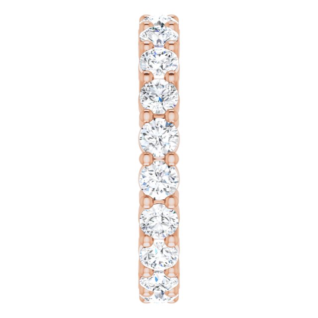 10K Gold Round Natural Diamond Shared-Prong Eternity Band – 3.2 mm Stones - Rose Gold - view 4